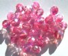 25 8mm Faceted Tri Tone Crystal/Light Pink/Dark Pink AB Firepolish Beads